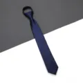 Blue Striped Lazy Zipper Necktie Business Formal Groom Wedding Suit Daily Wear For Men - Dark Striped Zipper Style / 6cm Short Style / Blue
