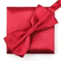 Conjunto de pajarita y pañuelo de raso rojo para hombre, accesorio elegante de boda. - L13 Pajarita + Pañuelo
