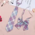 JK uniform plaid tie and bow set student necktie cute accessories for daily wear fashion style - JK004 Glass Candy Tie and Bow Tie Set