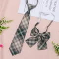 JK uniform necktie and bow tie set, vintage plaid pre-tied neckwear for daily outfits. - JK007 Goshawk Tie and Bow Tie Set