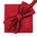 Conjunto de pajarita y pañuelo rojo para hombre boda formal negocios fiesta novio - Burdeos Cuadro Pequeño Pajarita + Pañuelo