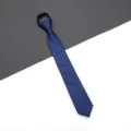 Blue dotted zipper tie, narrow business formal necktie for men and women variant. - A018 Dot Zipper Style / 6cm Short Style / Navy Blue