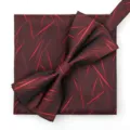 Conjunto de pajarita y elegante pañuelo de bolsillo para hombre formal con diseño rojo. - Burdeos Copo de Nieve Pajarita + Pañuelo