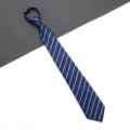 Blue striped zipper necktie for men women business formal wear wedding slim tie new - A080 Stripe Zipper Style / 8cm / Blue