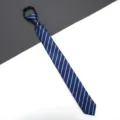 Blue striped zipper tie, convenient lazy necktie for business wear, stylish slim fit. - A080 Stripe Zipper Style / 6cm / Blue