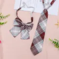 JK uniform plaid tie and bow set, sweet Japanese style schoolgirl costume accessories. - JK020 Goldfish Princess Tie and Bow Tie Set