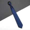 Dark blue slim zip-up necktie for men and women, perfect business formal wear variant style. - Solid Zipper Style / 8cm / Navy Blue