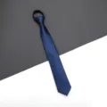Dark blue zipper necktie for men and women, slim business formal suit tie for wedding work. - Solid Zipper Style / 6cm Short Style / Navy Blue