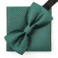 Conjunto de pajarita y pañuelo de lunares verdes para hombre ropa formal de boda variante estilo. - Verde Esmeralda Punto Pajarita + Pañuelo