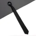 Classic black slim zipper necktie for business wear, easy pre-tied design for men and women. - Fine-Textured Zipper Style / 6cm / Black