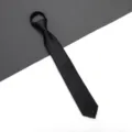 Black zipper necktie for men and women, business formal wear, narrow Korean style tie variant. - Fine-Textured Zipper Style / 6cm Short Style / Black