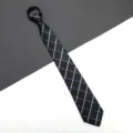 Black blue plaid zipper tie for business formal wear lazy style daily variant model. - Black Plaid Zipper Style / 8cm / Black