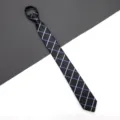 Black blue plaid zipper tie men women business formal Korean narrow necktie variant - Black Plaid Zipper Style / 6cm / Black