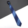 Blue plaid zipper tie for men and women, convenient lazy design for business and formal work wear. - Plaid Zipper Style / 8cm / Blue