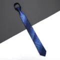 Blue plaid zipper tie for men, narrow business formal necktie, pre-tied wedding groom. - Plaid Zipper Style / 6cm / Blue