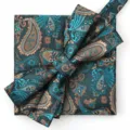 Conjunto pajarita y pañuelo paisley hombre, accesorios formales para bodas y eventos. - Porcelana Azul y Blanca Pajarita + Pañuelo