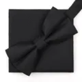 Conjunto de pajarita y panuelo de hombre negro patron chevron boda formal ropa de negocios - Negro Onda Pajarita + Pañuelo
