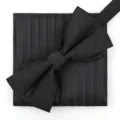 Conjunto de pajarita y pañuelo de rayas negras para hombres traje de boda de negocios formal. - Negro Raya Gruesa Pajarita + Pañuelo