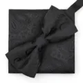 Conjunto de pajarita y pañuelo negro con estampado paisley para traje de boda de hombre. - Negro Paisley Pajarita + Pañuelo