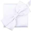 Conjunto de Pajarita y Pañuelo Blanco para Hombre Boda Formal Traje de Negocios - Blanco Liso Pajarita + Pañuelo