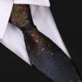 Men's retro floral pattern necktie formal business suit neck tie accessory detail view. - 8cm Zipper Style / Garden Dream