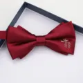 Elegantissimo farfallino uomo rosso vino doppio strato matrimonio abito formale scatola regalo - Farfallino Lucido Doppio Felicità Rosso Vino