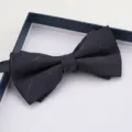 Farfallina doppia da uomo grigio scuro abito formale matrimonio festa scatola regalo - Farfallino Rigato Grigio Scuro
