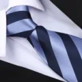 Cravatta in seta a righe blu da uomo, variante moda affari classica, dettaglio elegante. - Cravatta Fatta A Mano(ZSLD101) / Blu