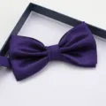 Farfallino da uomo viola con trama, doppio strato, elegante accessorio formale per matrimoni. - Farfallino Griglia Viola Scuro
