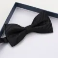Farfallino nero rigato da uomo, cravatta a papillon elegante per abito da sposo e cerimonia. - Farfallino Rigato Nero