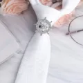 Uomo lusso strass timone cravatta clip elegante moda affari camicia colletto spilla - Timone Fermacravatta Strass Bianco / Argento - Paisley Bianco
