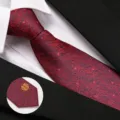 Red business wedding men tie with textured fabric and classic formal style design for groom wear. - 8cm Red Fish Round Double Happiness Zipper