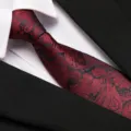 Red paisley patterned business formal tie variant, perfect for professional work and weddings. - 8cm Red Blue Paisley Zipper