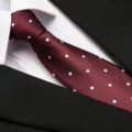 Burgundy polka dot necktie with herringbone weave, professional business formal suit tie accessory. - 8cm Burgundy White Dot Zipper