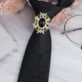Spilla anello per cravatta uomo vintage dorata pietra nera accessori camicia stile elegante - Ovale Oro Pietra Nera Fermacravatta / Paisley Nero