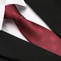 Wine Red Plaid Business Tie Formal Suit Necktie for Men Wedding Professional Wear - 8cm Burgundy Block Zipper