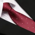Red polka dot herringbone necktie for men business formal suit and classic wedding wear. - 8cm Burgundy Herringbone White Dot Zipper