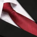 Classic red striped business necktie for men and women, professional formal wear. - 8cm Burgundy Double Stripe Zipper