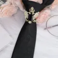 Uomini cravatta clip vintage corona ala strass anello cravatta camicia spilla set elegante - Corona Aquila Oro Fermacravatta Strass Nero / Paisley Nero