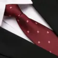 Burgundy red silk tie with pink floral pattern, perfect for business suits and formal events. - 8cm Burgundy Star Zipper