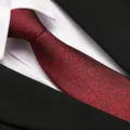 Elegant red textured business necktie paired with white shirt and black suit for men. - 8cm Nostalgic Burgundy Zipper