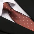 Red brown business formal tie with white pattern elegant necktie for men wedding wear - 8cm Italian Coffee Zipper