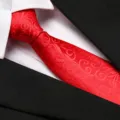 Red patterned tie variant for business formal wear, featuring classic elegant floral swirl design. - 8cm D01 Zipper