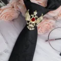 Elegante anello per cravatta con aquila doppia dorata spilla da uomo per camicia nuova - Aquila Bicipite Oro Fermacravatta / Paisley Nero