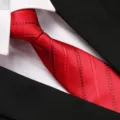 Red striped necktie for men business suit, classic formal silk feel necktie item. - 8cm D03 Zipper