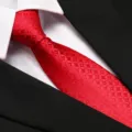 Red business formal necktie with elegant geometric pattern for men, wedding and office wear. - 8cm D11 Zipper