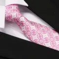 Elegant pink floral patterned business necktie for men, formal wedding work wear accessory. - 8cm D14 Handmade