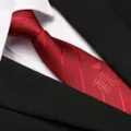 Red striped necktie wedding business formal suit tie with double happiness embroidery - 8cm Festive Red Zipper