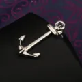 Fermacravatta ad ancora in argento per uomo abito formale elegante accessorio metallico - Ancora Argentata Fermacravatta (Scatola Regalo)