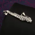 Fermacravatta sassofono argento da uomo, design unico di strumento musicale per abito. - Sassofono Argentato Fermacravatta (Scatola Regalo)